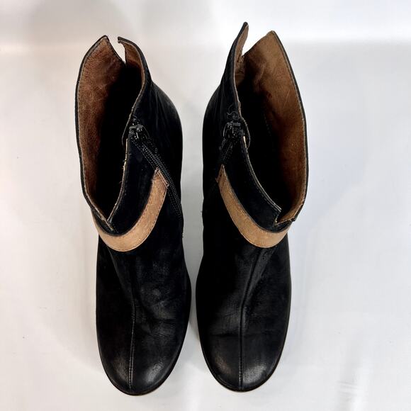 Paul Green Karla Booties US 6 UK 3.5 Black Nubuck Leather Ankle Strap Chunky Lug - Picture 3 of 10